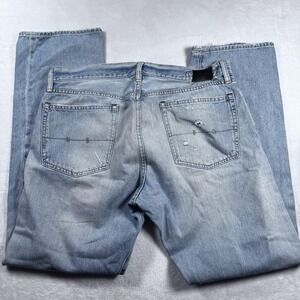 Ralph Lauren Jeans Mens 34x32 Light Wash Distressed Selvedge Denim PRL